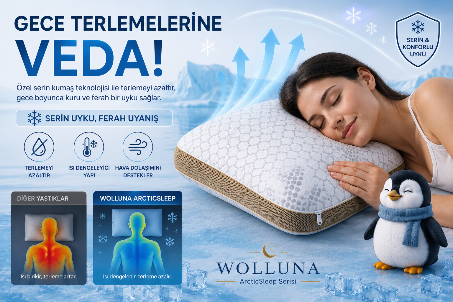 Wolluna ArcticSleep Serinletici Yastık