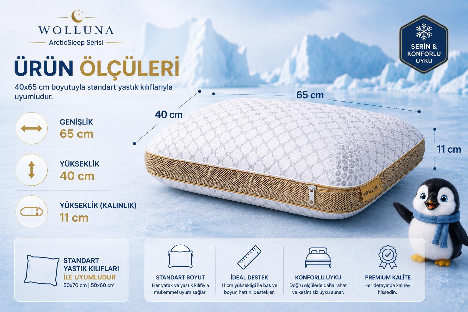 Wolluna ArcticSleep Serinletici Yastık