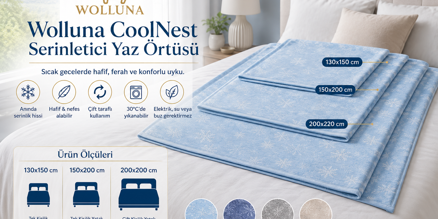 Wolluna CoolNest Serinletici Yaz Örtüsü – Çift Taraflı Soğuk Etkili Uyku Battaniyesi